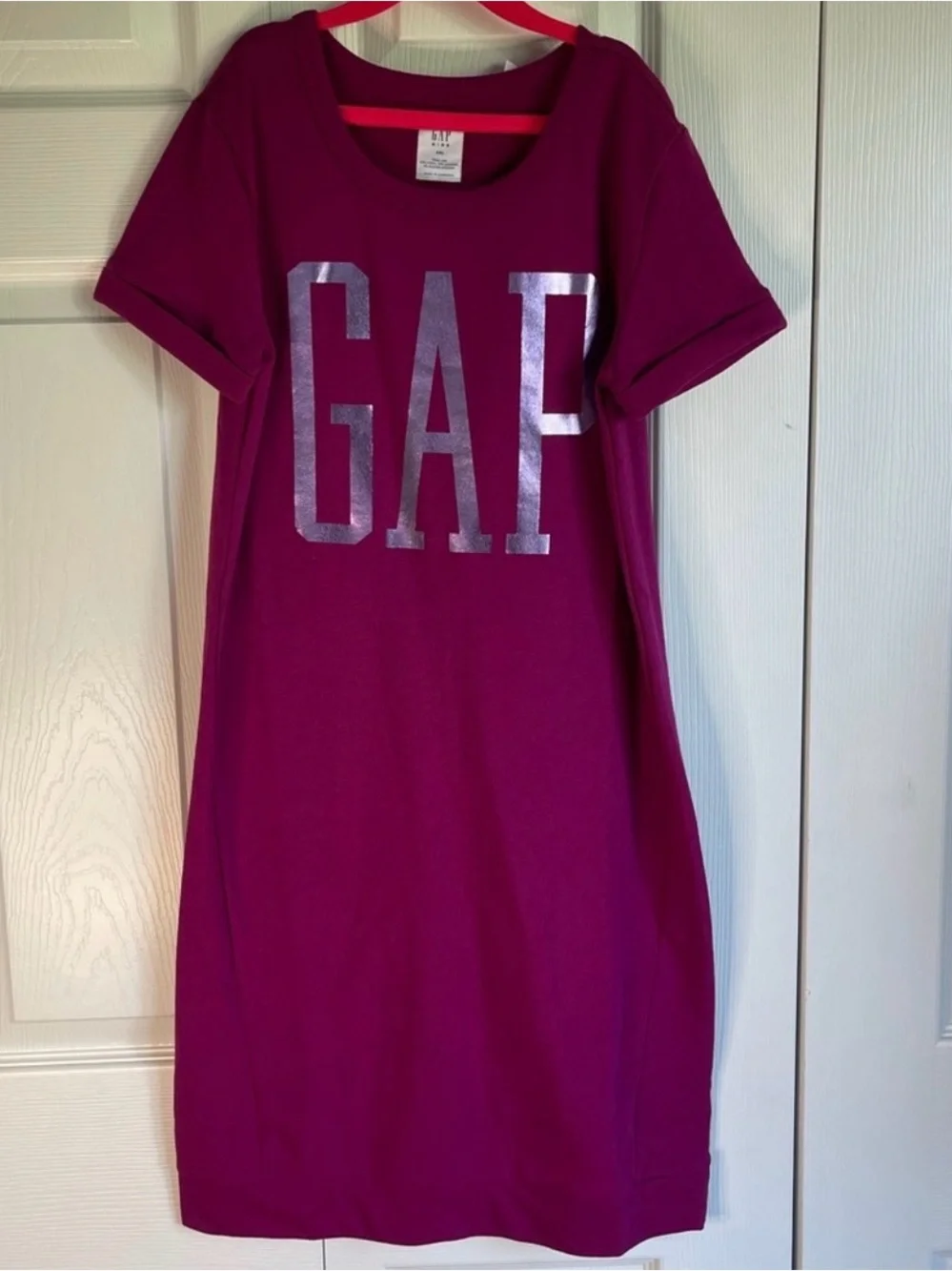 GAP Girls' Short Sleeve Logo Dress in Berry sz XXL